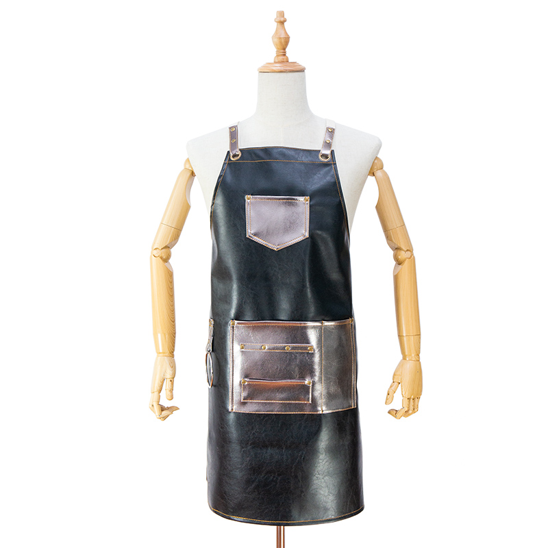 Promotional fashion waterproof black pu stitching apron from China ...